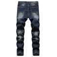 thumbnail image 3 of CEHVOM Men's High-end Nostalgic Ripped Hole Patchwork Embellished Stretch Jeans, 3 of 7