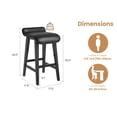 thumbnail image 2 of Modern Backless Counter Height Bar Stools Set of 2 – 24'' Faux Leather Upholstered Seat, Sturdy Wood Legs, Footrest, Sleek Design for Kitchen Island, Patio – Black, 2 Pieces, 2 of 6