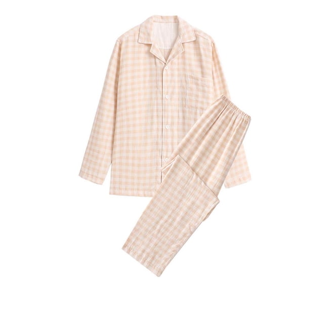 LSLJS Ensembles de Pyjama pour Hommes Décontractés Vêtements d'Intérieur Hauts à Manches Longues Pantalons Col Rabattu Pyjamas de Nuit Ensembles Cadeaux pour Hommes