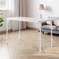 thumbnail image 1 of Folding Table 4 Foot with UpholsteRed PU Leather Tabletop,Heavy Duty Metal Legs,Collapsible Design & Shelf Bracket,No Assembly RequiRed ,Indoor Outdoor Use(Chair Not Included),Gray, 1 of 7