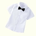 thumbnail image 4 of MeetoTime Baby Short Sleeve Blouse Solid Color Gentleman's School Uniform Button-down Shirt for Boys Baby Clothes 2-14Years, 4 of 5
