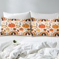 thumbnail image 4 of YST Drap-Housse Citrouille d'Automne Format Grand Ensemble de Literie Feuilles d'Automne Joyeuse Action de Grâce Draps pour Enfants Adultes Arc-en-Ciel Rétro Rustique Ensemble de Lit avec 2 Taies d'Oreiller, Blanc Orange, 4 of 5