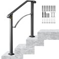 thumbnail image 1 of VEVOR Handrail Stair Railing Handrails Arch #2 Fits 2 or 3 Steps Matte Black Stair Rail Wrought Iron Handrail with Installation Kit Hand Rails for Outdoor Steps, 1 of 9