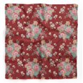 thumbnail image 1 of Bimba Foulard en Pure Soie Imprimé Floral Feuilles Rouges, Rose et Anémone Narcisse pour Cheveux Cou Tête Bandanas pour Femmes 40 x 80 Pouces, 1 of 6