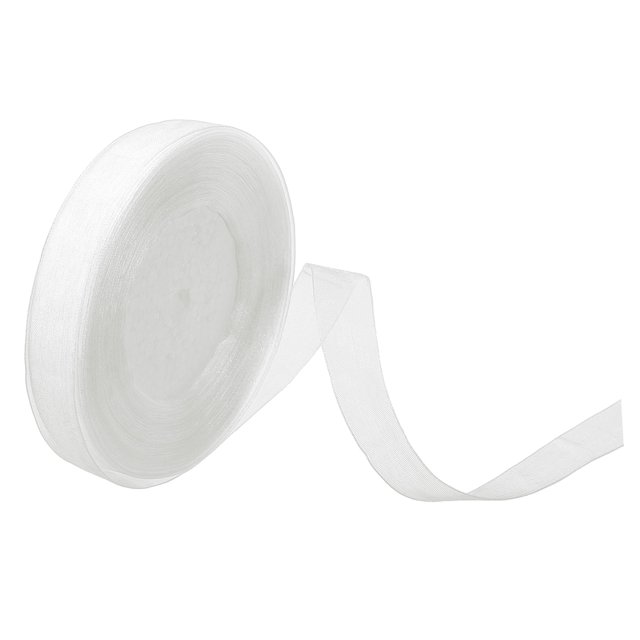 Unique Bargains 0.6 Inch x 50 Yard Organza Ribbon, Gift Wrapping Ribbon for Bouquet Cake Invitations Card Decoration, White