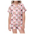 thumbnail image 1 of WEAIXIMIUNG Ensemble de Pyjama pour Enfants de Noël Classique à Imprimé, Chemise à Col Boutonnée à Manches Courtes et Short 6-7 Ans, 1 of 6