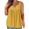 thumbnail image 1 of Dealovy Débardeurs Grande Taille pour Femmes Décontracté Sans Manches Col Rond Boutons Froncés Couleur Unie T-Shirts Amples Fluides, 1 of 5