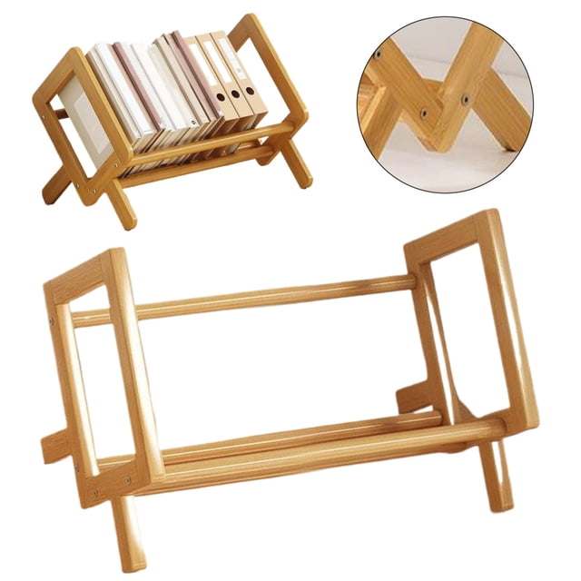 TASTAN Magazine Holder, Bamboo Desktop Bookshelf - Retro Tilting Magazine Holder | Sturdy Storage Rack for Books/Files | Space-Saving Office Organizer, Office Organizer, Khaki