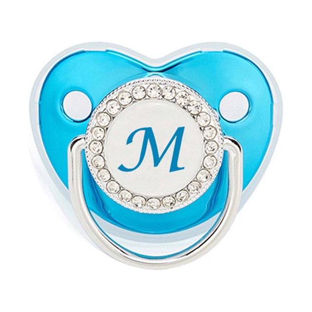 XZNGL Pacifier Clips Baby Girl Baby Pacifier 26 Letter Name Initials Clip Silicone Baby Pacifier Golden Shiny Newborn Pacifier Silicone Pacifier Clip