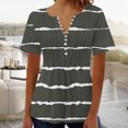 thumbnail image 1 of Blouses pour Femmes Haut Imprimé à Col en V Boutonné à Manches Courtes pour Femmes, 1 of 1