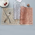 thumbnail image 4 of Creative Rectangle PVC Placemat with Gold Foil, Heat- and Leaf-shaped Design, Perfect for Dining Table, Tea Cup, Western-style Dinner Mat, 4 of 8
