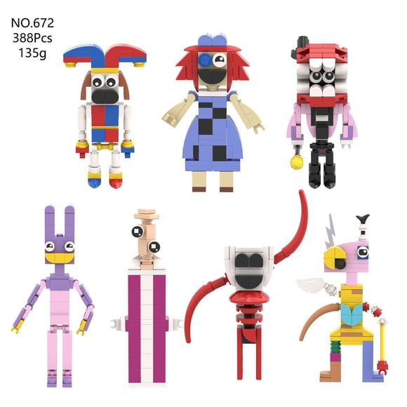 Nouveau Cirque Numérique Transfrontalier clown de Dessin Animé Blocs de Construction Assemblés le Incroyable Cirque Numérique
