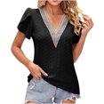 thumbnail image 1 of Birdeem Blouse Mode pour Femmes à Manches Courtes, Col en V, Coupe Ample, Manches Bouffantes, Imprimée, 1 of 1