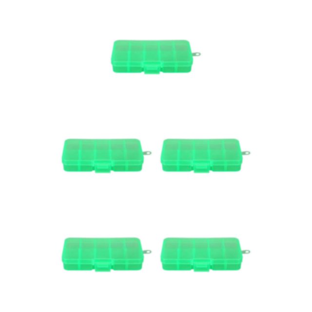 Thinsony 10 Grid Plastic Jewelry Removable Storage Box Beads Container Earring Green 12.8x6.5x2.2cm 5Set