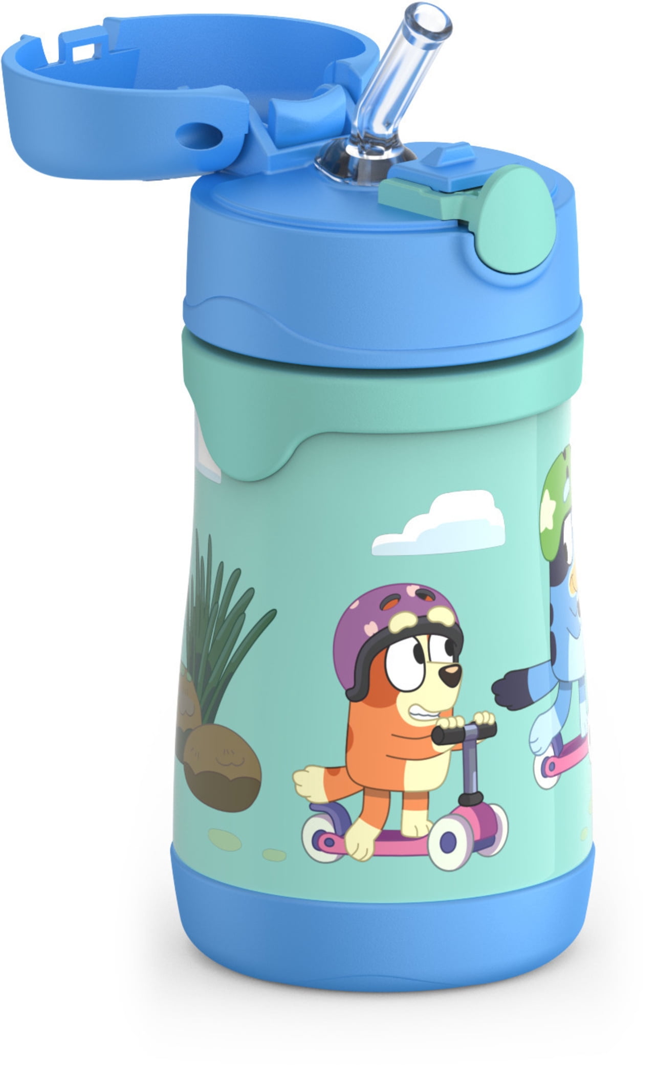 Bouteille à paille Thermos pour enfants en acier inoxydable à isolation sous vide, 10 ozoz, Bluey