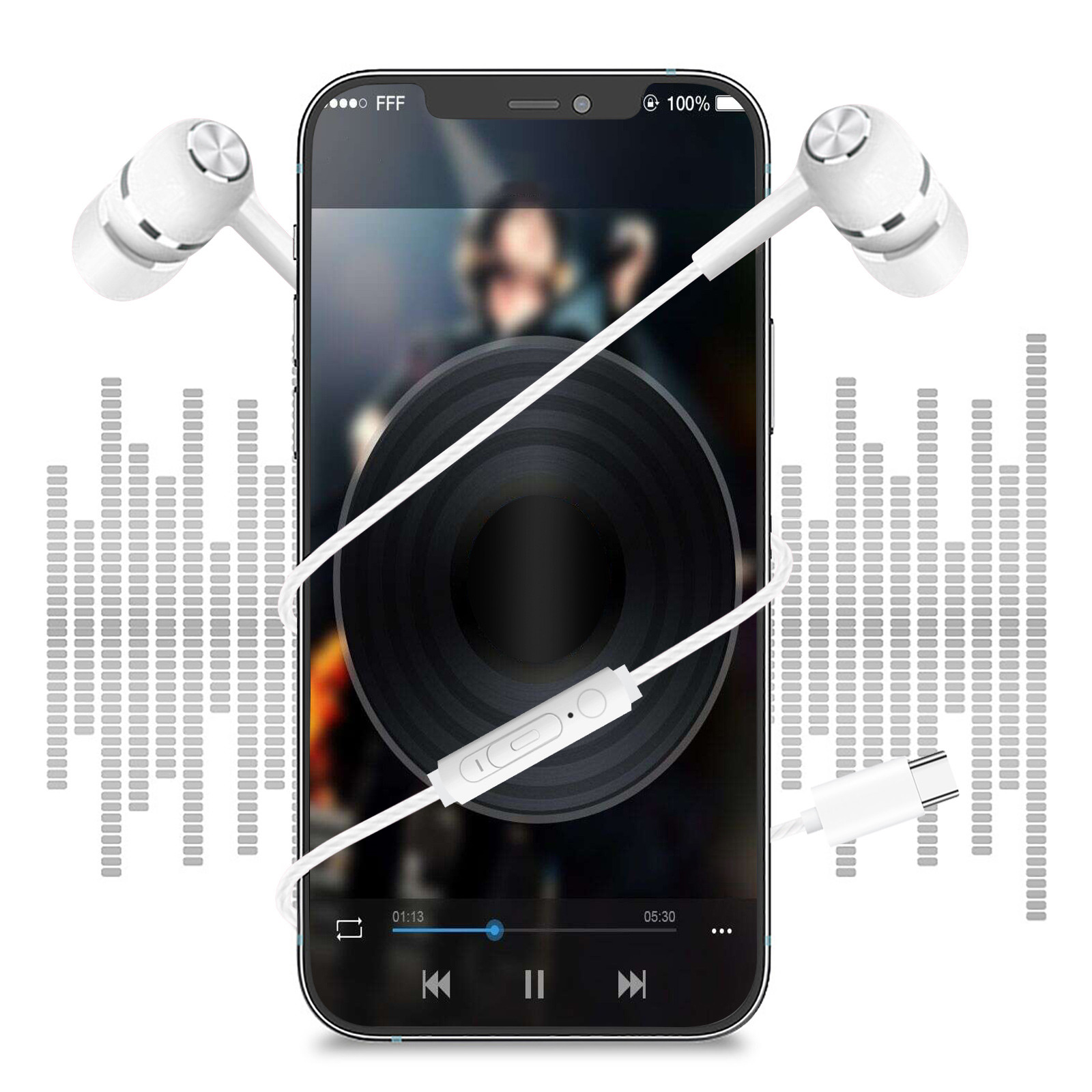 WIFKLSIIPG Earphones in Ear Headphones with Microphone TYPE C Wired Earbuds for Ios and Android Smartphones Laptops Mp3 Gaming Walkman