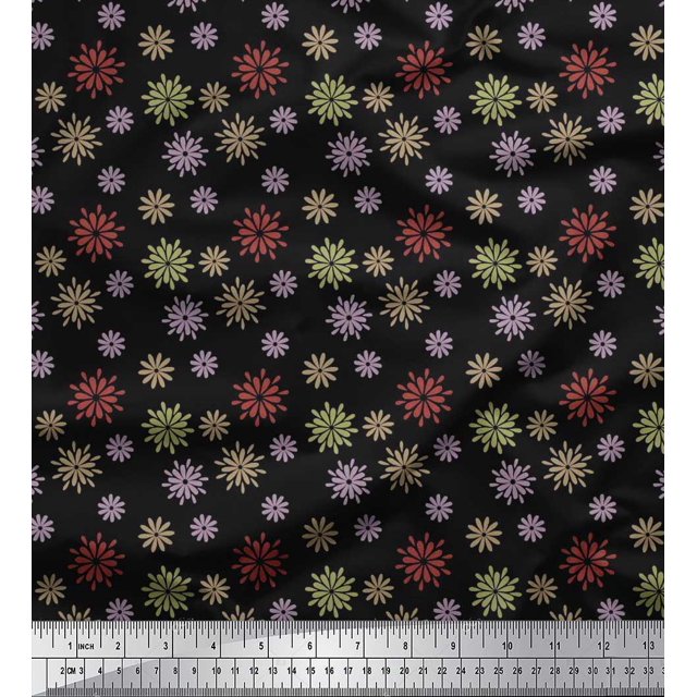Soimoi Velvet Fabric Artistic Floral Printed Fabric 1 Yard 58 Inch Wide
