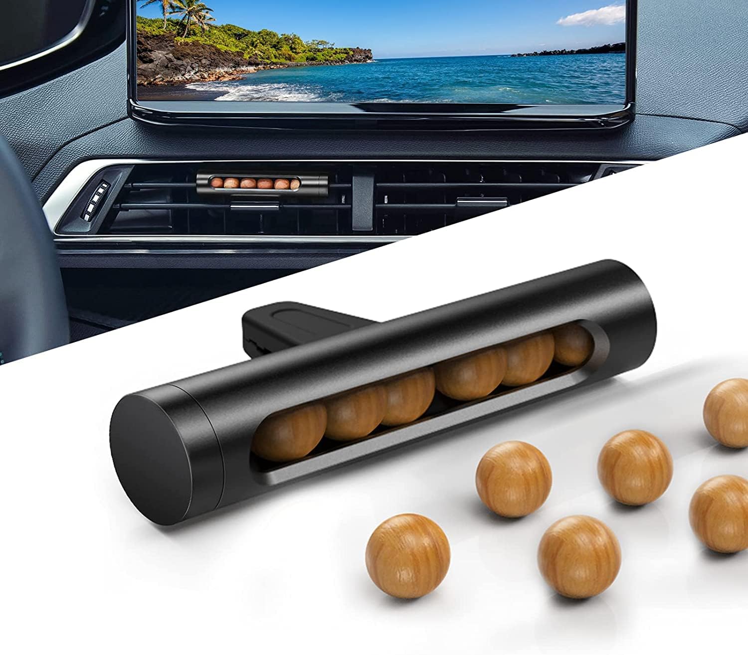 Diffuseur d'Huiles Essentielles pour Voiture, Pince d'Aération, Assainisseur d'Air pour Voiture, Éliminateur d'Odeurs Automobile avec Perles de Parfum Réutilisables
