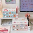 thumbnail image 4 of Boîte de Rangement de Bureau Design Tiroir Grande Capacité Couvercle Anti-Poussière Décoratif Simple Boîte de Rangement pour Soins de la Peau Rose Clair avec Autocollants, 4 of 7