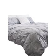 Gouchee Home Victoria Queen Silver Duvet Cover Set – Cotton Bedding Set with Elegant Pintuck Design, Soft 200 Thread Count Duvet Cover with Pillow Shams