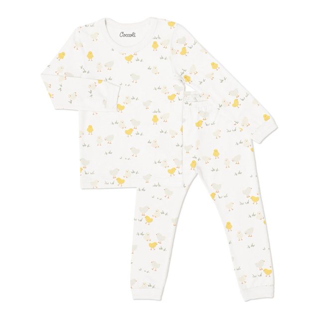 Coccoli Cotton-Modal Long Sleeve Pyjamas - Chicks on Cream (3 Years, 30-34 lbs)