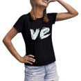 thumbnail image 3 of T-shirts Assortis pour Couple de la Saint-Valentin, Imprimé de Lettres, Col Rond, Tunique Décontractée à Manches Courtes, T-Shirt Léger, Confortable, Doux, Respirant, Mari Femme, Blouse, Tee, Noir, G, 3 of 5