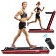 thumbnail image 1 of Costway Tapis Roulant Pliant 2-en-1 2,25 Hp Machine de Jogging avec Double Écran DEL Rouge, 1 of 9