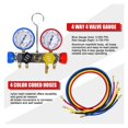 thumbnail image 4 of 4 Way AC Manifold Gauge Set HVAC Diagnostic Freon Charging Tool For Auto Household R134A R22 R410A 5FT Hose Quick Coupler ,Long Lasting, 4 of 10