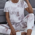 thumbnail image 3 of SDNall Hauts à Manches Longues pour Femmes Imprimé Manches Courtes Col Rond Taille Élastique Pantalons Longs Ensemble de Sport Décontracté pour Femmes Été, Pantalons d'Été pour Femmes, Hauts à Manches Longues pour Femmes, 3 of 5