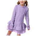thumbnail image 1 of Splozh Robe d'Automne pour Tout-Petits Printemps et Automne Robe de Fête à Manches Longues pour Filles Motif Robe en Maille Violet, 5-6 Ans, 1 of 6