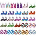 thumbnail image 2 of Creative Easter Leather Earrings Colorful Eggs Party Rabbit Happy Easter Day Decor Bunny Ester Parti Girls Gifts, Style 22, 2 of 3