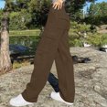 thumbnail image 4 of LLYwey Clearance Sales Jogging Pants for Women Ladies Fashionable Solid Color Drawstring with Pockets Ankle Binding Sweatpants Work Pants New Full Length Pants Trousers Regular Fitted Brown M, 4 of 8