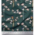 thumbnail image 1 of Soimoi Rayon Fabric Leaves,Floral & Paradise Flycatcher Bird Print Fabric by Yard 42 Inch Wide, 1 of 3