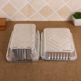 thumbnail image 3 of Lot de 10 Plats en Papier D\'aluminium Accessoires Ménagers Jetable Grande Capacité Contenant Alimentaire Rectangulaire Plaque de Cuisson Plat à Usage Unique 700 ml Couvercle, 3 of 7