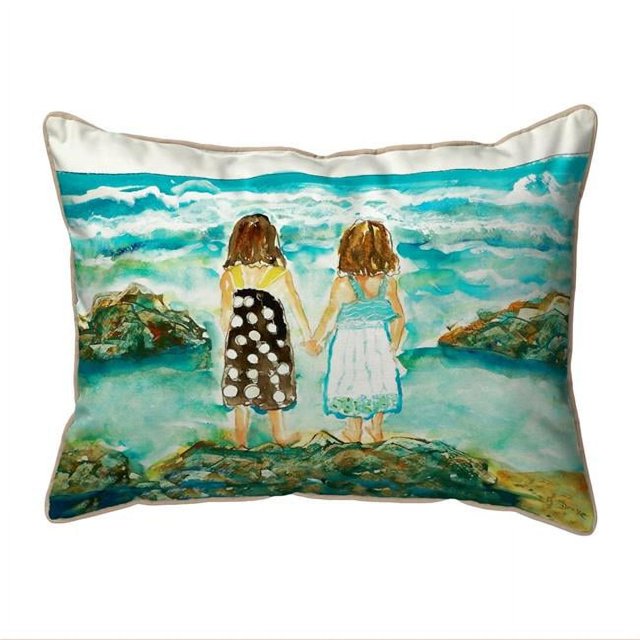 Betsy Drake SN086 11 x 14 in. Twins on Rocks Small Indoor & Outdoor Pillow