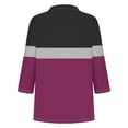 thumbnail image 4 of Hot6sl Économies d'Été Liquidation Blouse & Chemise à Manches Courtes Col Rabattu, T-shirt Assorti pour Femmes Col en V Col Rabattu Manches 3/4, Haut en polyester pour Femmes/Violet, P, 4 of 5