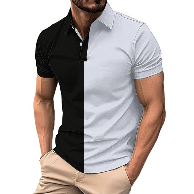 Styesk T-Shirts pour Hommes Pull à Boutons Manches Courtes Col Rabattu Chemise Haut Blouse