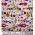 thumbnail image 1 of Soimoi Poly Georgette Fabric Rocket,Planet & Astronaut Cartoon Printed Fabric 1 Yard 52 Inch Wide, 1 of 3