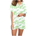 thumbnail image 1 of Jamicy Pyjama Mignon Femme Mode Décontractée Imprimé T-Shirt à Manches Courtes à Col à Revers avec Short Ample Confortable Ensemble de Pyjama pour la Maison, 1 of 3