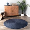 thumbnail image 1 of Aizza Trends 10 Ft Round Navy Blue Jute Area Rug, Boho Chic Natural Jute Area Rug - Hand-Braided, Rustic Farmhouse Decor for Living Room Carpet,, 1 of 3