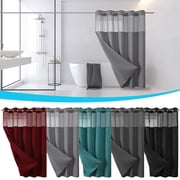 TTJ Shower Curtains Bathroom Shower Curtain MoonLightBlue No Hook Weave Shower Curtain with -in Liner Replacement 230GSM Waterproof Fabric Hotel Shower Curtain Set for Bathroom Through Mesh