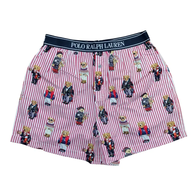 Polo Ralph Lauren Ours Boxeur Rayé en Coton - 4P0119 (Ours Rouge, Grand)