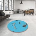 thumbnail image 4 of Ahgly Tapis Rond Lavable en Machine Intérieur Transitionnel Turquoise Foncé Vert, 6 Pieds Rond, 4 of 7