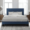 thumbnail image 2 of Allewie King Size Platform Bed Frame with Fabric Upholstered Headboard, Navy Blue, 2 of 7