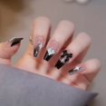 thumbnail image 1 of HLONK 24Pcs Gel Press on Nails  Gel French Long Fake Nails  Press on Tips With Glue  Rhinstone with Butterfly  NO.13, 1 of 7