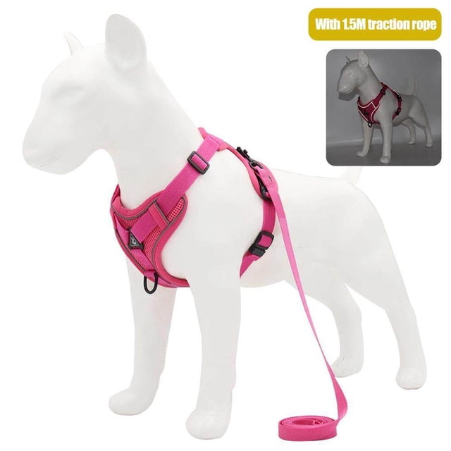 Harnais Réfléchissant pour Chien Style Gilet Harnais de Poitrine pour Chiot Outils Fournitures Rose Rouge/TG