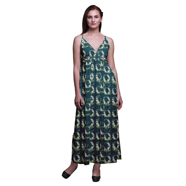 Bimba Robe Longue Chic à Imprimé Floral pour Femme, Style Bohème, Maxi d'Été, Tenue de Plage - Très Petit