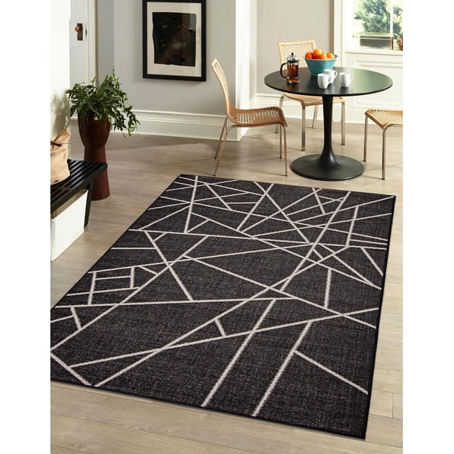 ECARPET Indoor Outdoor Area Rug for Patio, Deck, Living Room Sisal Abstract Collection