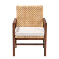 thumbnail image 2 of Pemberly Row Light Honey Rattan and Acacia Wood Arm Chair with Cushion, 2 of 10