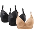 thumbnail image 1 of Bras for Women, 3PCS Womans Printing Gathered Together Large Size Daily Bra Underwear No Rims, 1 of 9
